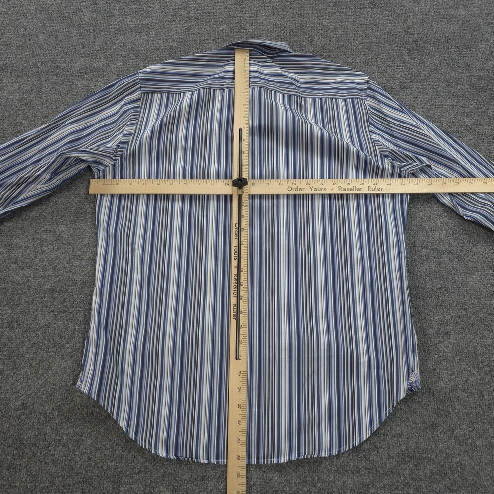 Robert Graham Shirt Mens M Blue Stripe Floral Contrast Flip Cuff Casual Preppy‎ - Picture 10 of 14